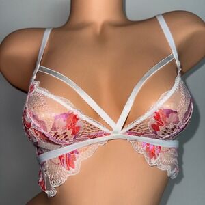 Cosabella‎ Paradiso Petite Triangle Bralette Rossa White Floral Lace Strappy PS